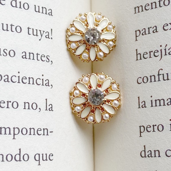 Alquimia Jewelry - STATEMENT HALO PEARL OPAL ENAMEL STUD EARRINGS SET